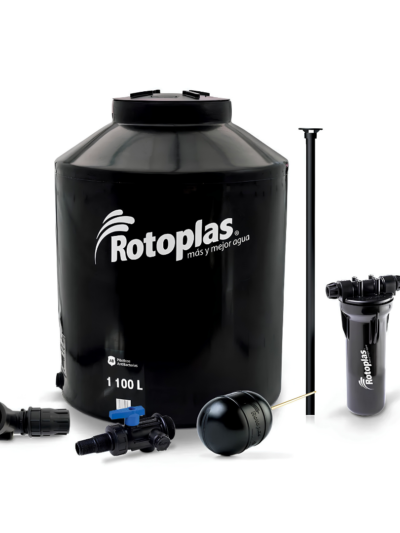 Tinaco Rotoplas Bicapa Negro 1,100 L Equipado