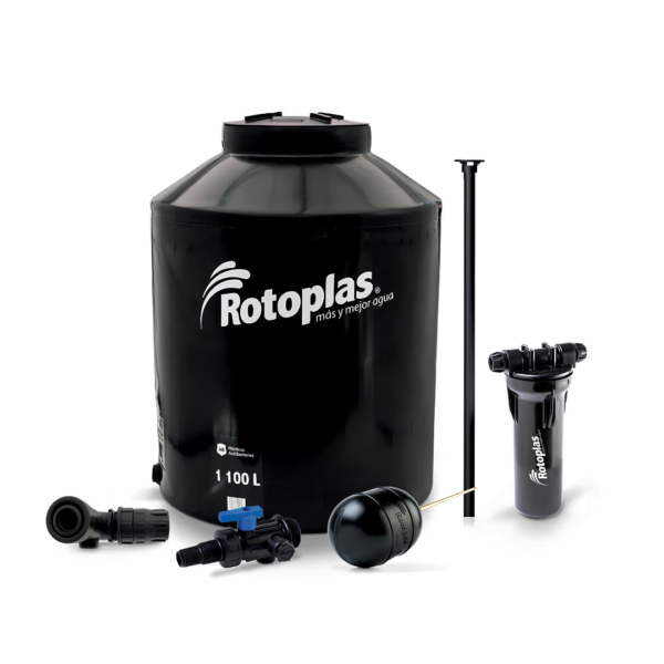 Tinaco Rotoplas Bicapa Negro 1,100 L Equipado