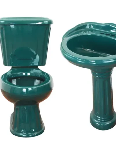 Juego Cato Oxford Alargado Verde Jade — Taza, Tanque, Lavabo y Pedestal