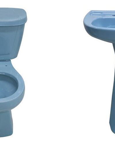 Juego Cato Jazmín Corto Azul Holanda — Taza, Tanque, Lavabo y Pedestal