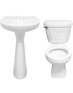 Juego Cato Jazmín Corto Blanco — Taza, Tanque, Lavabo y Pedestal