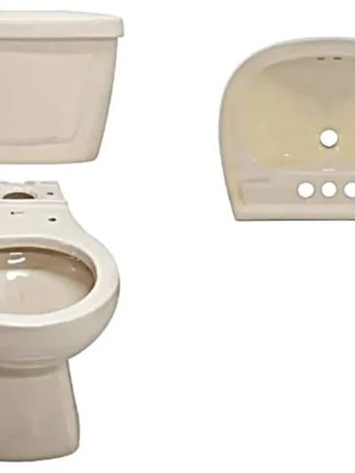 Juego Cato Jazmín Corto Marfil — Taza, Tanque, Lavabo y Pedestal