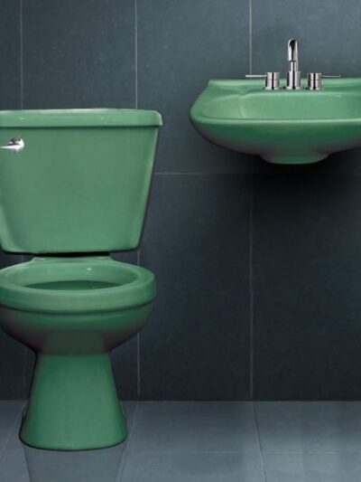 Juego Cato Jazmín Corto Verde — Taza, Tanque, Lavabo y Pedestal