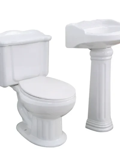 Juego Cato Oxford Alargado Blanco — Taza, Tanque, Lavabo y Pedestal