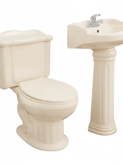 Juego Cato Oxford Alargado Marfil — Taza, Tanque, Lavabo y Pedestal